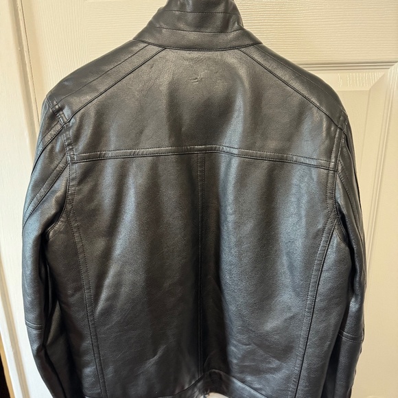 Men’s Black Leather Jacket (Small) - Cole Haan - Faux Leather - Picture 5 of 9